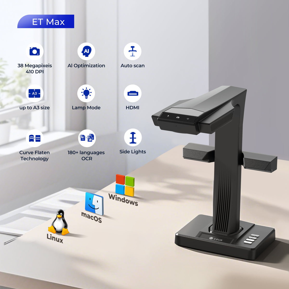 CZUR ET MAX overhead book scanner