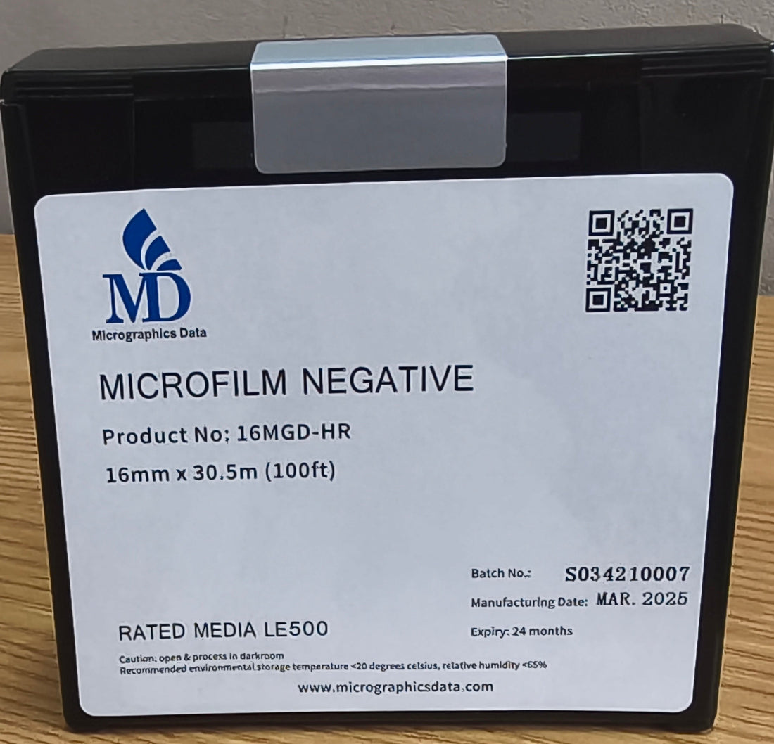 16mm archival microfilm roll rated LE-500 under ISO 18901